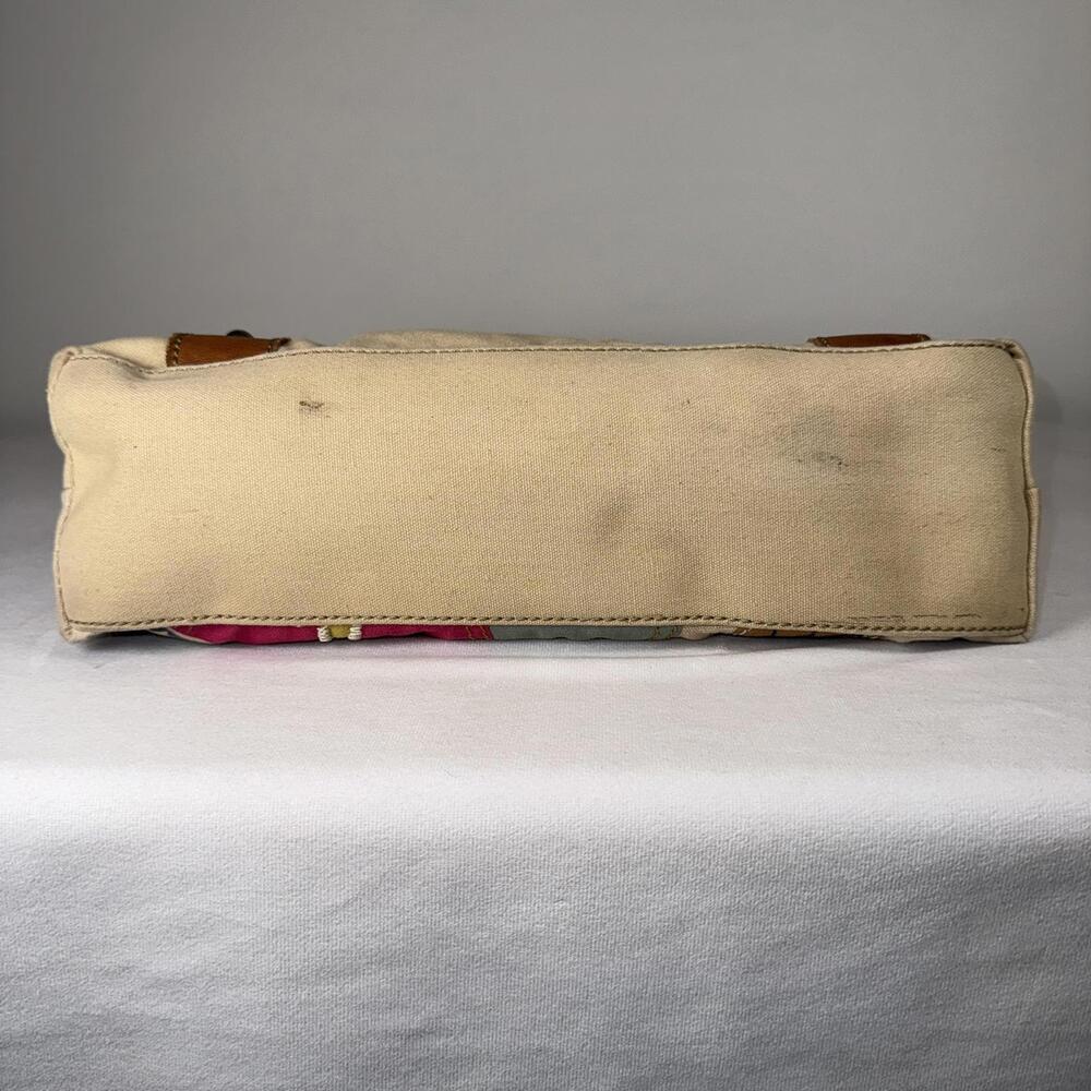 Fossil Patchwork Canvas Shoulder Bag W/Leather Tr… - image 6